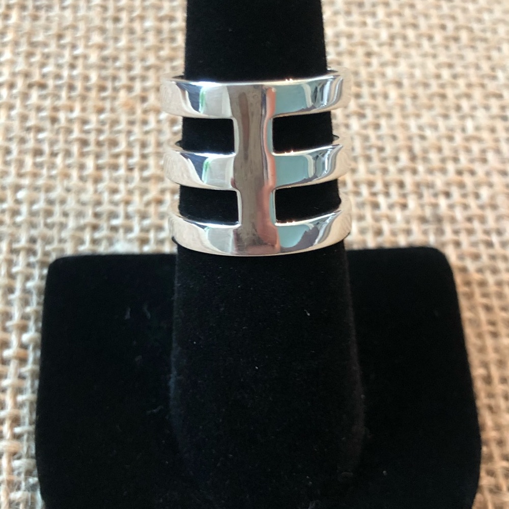 Silpada Triple Bar Band Sterling Wide Ring Sz 7 - Picture 7 of 8